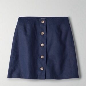 NWT Wilfred "Lachlan" Button Front Linen Mini Skirt - Navy Sz 2